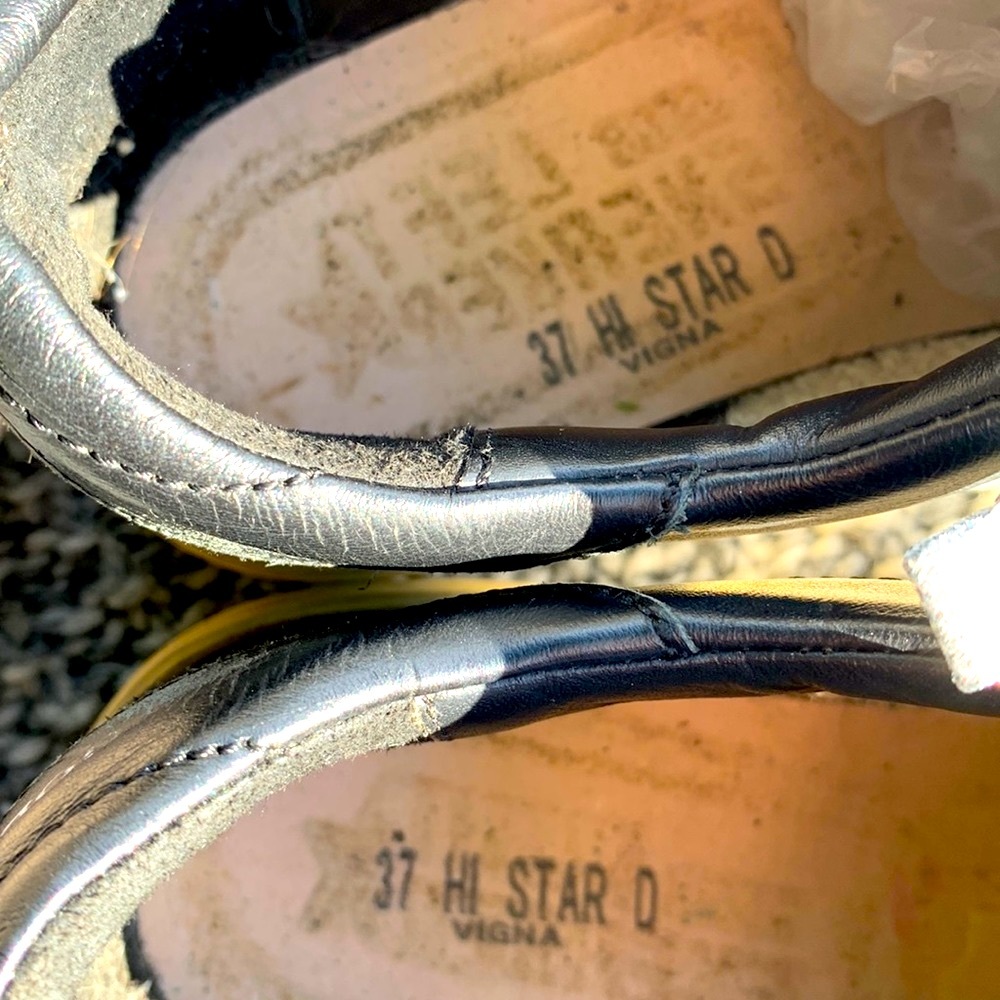 GOLDEN GOOSE HI STAR BLACK LEATHER  TRAINERS GOLD DETAIL THICK SOLE EUC SIZE 37 - Picture 8 of 16